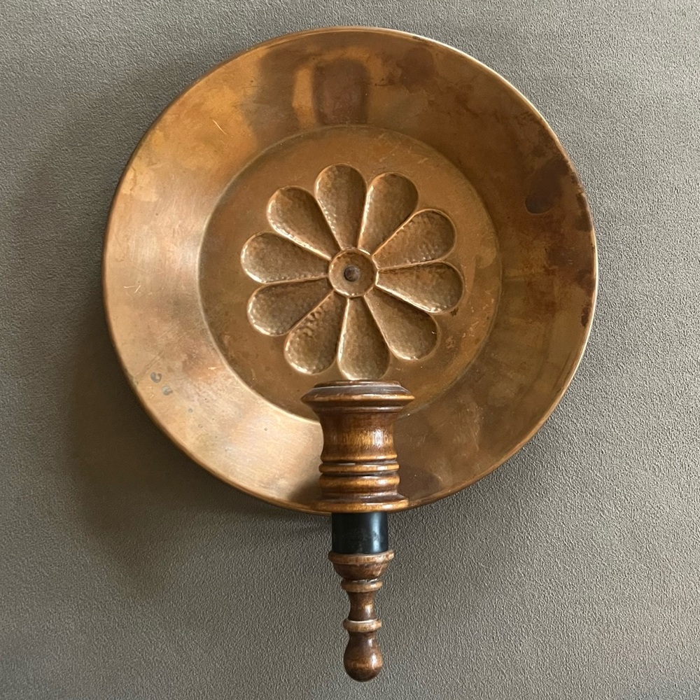 Antique Hammered Copper Candle Wall Sconce
